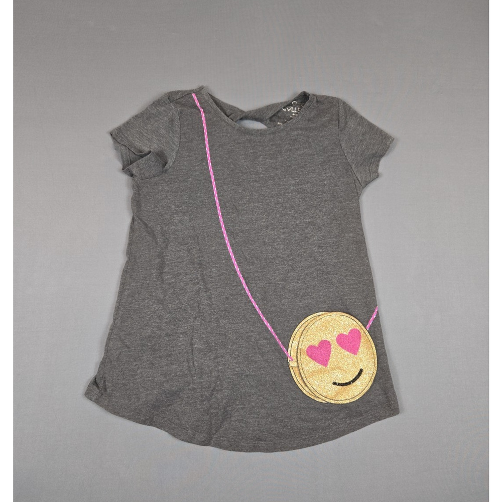 Jessica Simpson Girls Charcoal Emoji Purse Graphic Shirt Size L